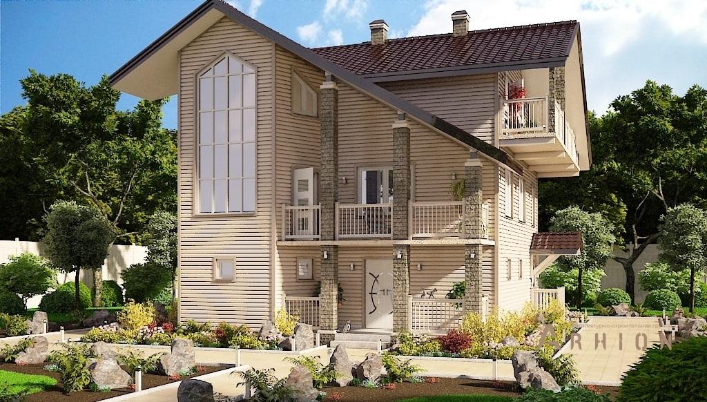 3. Проект двухэтажного дома в скандинавском стиле с многоскатной кровлей, M-27, площадью - 211 кв c мансардой, сауной, балконом, эркером, вторым светом